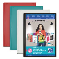 Protège-documents Oxford polyvision a4 200 vues / 100 pochettes couverture polypro opaque coloris assortis