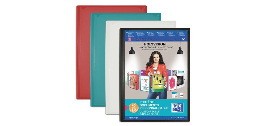 Protège-documents Oxford polyvision a4 40 vues / 20 pochettes couverture polypro  opaque assorti