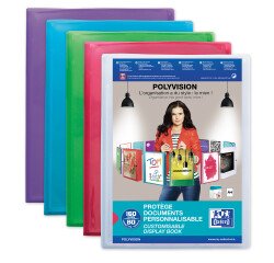 Protège-documents Oxford Polyvision A4 160 vues / 80 pochettes couverture polypro translucide coloris assortis