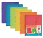 Sachet de 6 Pochettes perforées Oxford à Velcro® A4 polypro lisse épaisseur 20/100ème