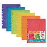 Sachet de 6 pochettes perforées Oxford à velcro® a4 polypro lisse épaisseur 20/100ème