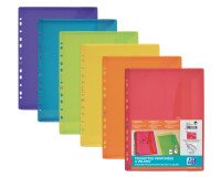 Sachet de 6 pochettes perforées Oxford à velcro® a4 polypro lisse épaisseur 20/100ème coloris assortis
