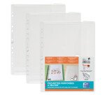 Sachet de 6 pochettes perforées Oxford à velcro® a4 polypro lisse épaisseur 20/100ème incolore