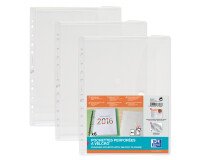 Sachet de 6 Pochettes perforées Oxford à Velcro® A4 polypro lisse épaisseur 20/100ème