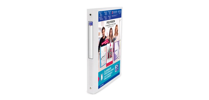 Classeur Oxford Polyvision A4 dos 30mm 4 anneaux ronds couverture polypro