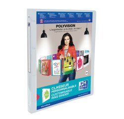 Classeur Oxford polyvision a4 dos 20mm 4 anneaux ronds couverture polypro incolore