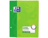 Copies doubles Oxford 17x22cm grands carreaux seyès 200 pages étui carte vert