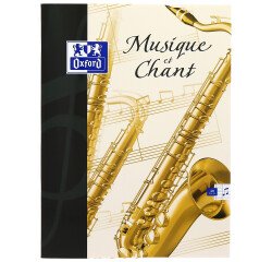 Cahier Oxford musique 24x32cm réglure grands carreaux & réglure musique 48 pages agrafées couverture carte colorée