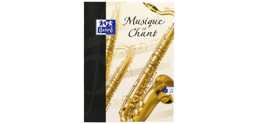 Cahier Oxford musique 24x32cm réglure grands carreaux & réglure musique 48 pages agrafées couverture carte colorée