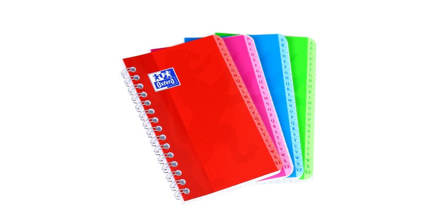 Répertoire Oxford Color Life 9x14cm petits carreaux 5mm 100 pages reliure spirale couverture carte coloris assortis