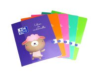 Cahier Oxford maternelle 17x22cm réglure double ligne 3/10mm 32 pages agrafées couverture carte coloris assortis