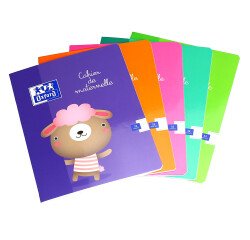 Cahier Oxford maternelle 17x22cm réglure double ligne 3/10mm 32 pages agrafées couverture carte coloris assortis
