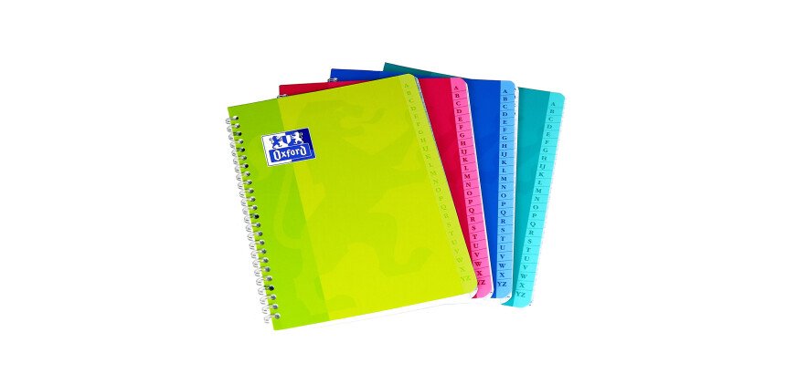 Répertoire Oxford Color Life 17x22cm petits carreaux 5mm 100 pages reliure spirale couverture carte coloris assortis