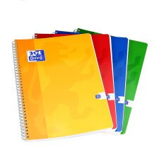 Cahier Oxford color life a4 petits carreaux 5mm 180 pages reliure spirale couverture carte coloris assortis