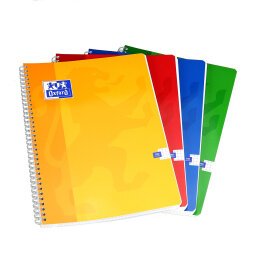 Cahier Oxford color life a4 petits carreaux 5mm 180 pages reliure spirale couverture carte coloris assortis