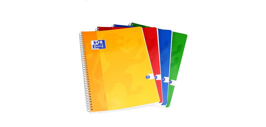 Cahier Oxford Color Life A4 petits carreaux 5mm 180 pages reliure spirale couverture carte coloris assortis