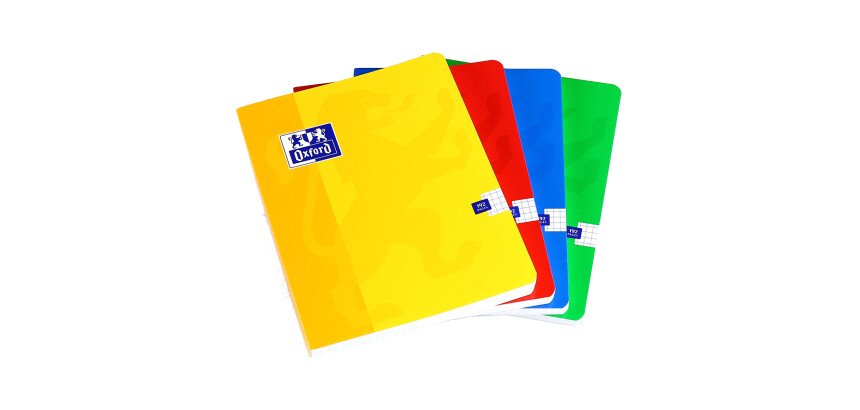 Carnet Oxford color life 17x22cm petits carreaux 5mm 192 pages brochées couverture carte coloris assortis