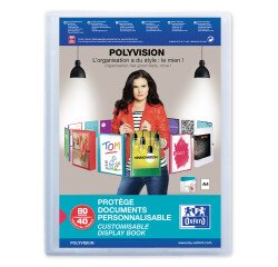 Protège-documents Oxford Polyvision A4 80 vues / 40 pochettes couverture polypro translucide incolore
