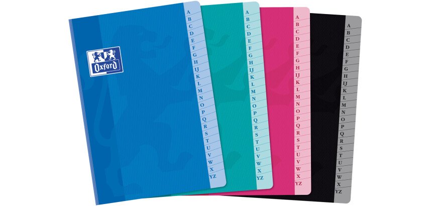Répertoire Oxford Color Life A5 petits carreaux 5mm 192 pages brochées couverture carte coloris assortis