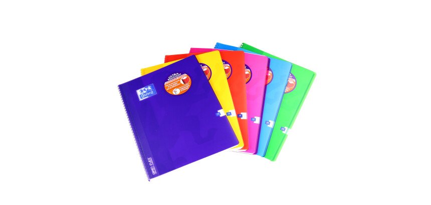 Cahier Oxford openflex 24x32cm grands carreaux seyès 100 pages reliure spirale couverture polypro coloris assortis