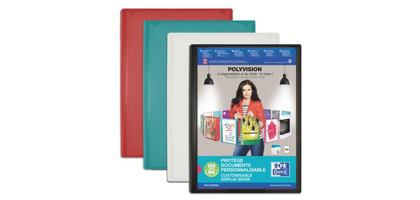 Protège-documents Oxford Polyvision A4 120 vues / 60 pochettes couverture polypro opaque assorti