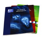 Cahier Oxford de travaux pratiques 24x32cm grands carreaux seyès/uni blanc 80 pages agrafées couverture carte coloris assortis