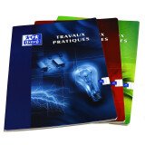Cahier Oxford de travaux pratiques 24x32cm grands carreaux Seyès/uni blanc 80 pages agrafées couverture carte coloris assortis