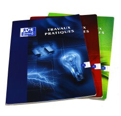 Cahier Oxford de travaux pratiques 24x32cm grands carreaux seyès/uni blanc 80 pages agrafées couverture carte coloris assortis