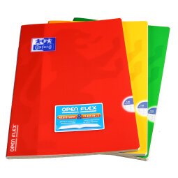 Cahier Oxford openflex a4 grands carreaux seyès 140 pages agrafées couverture polypro coloris assortis