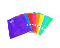 Cahier Oxford color life 24x32cm petits carreaux 5mm margés 48 pages agrafées couverture carte coloris assortis