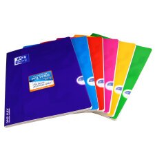 Cahier Oxford openflex 24x32cm grands carreaux seyès 140 pages agrafées couverture polypro coloris assortis