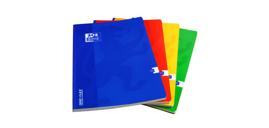 Cahier Oxford OpenFlex 24x32cm grands carreaux Seyès 192 pages brochées couverture polypro coloris assortis