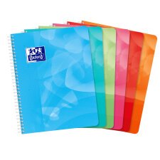 Cahier Oxford lagoon 17x22cm grands carreaux seyès 100 pages reliure spirale couverture polypro coloris assortis