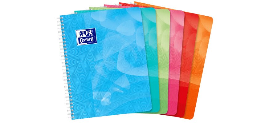 Cahier Oxford Lagoon 17x22cm grands carreaux Seyès 100 pages reliure spirale couverture polypro coloris assortis
