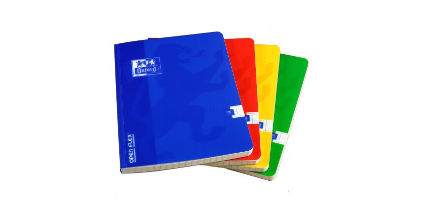 Cahier Oxford OpenFlex 17x22cm grands carreaux Seyès 192 pages brochées couverture polypro coloris assortis