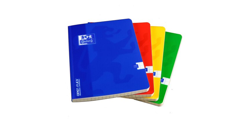 Cahier Oxford OpenFlex 17x22cm grands carreaux Seyès 192 pages brochées couverture polypro coloris assortis