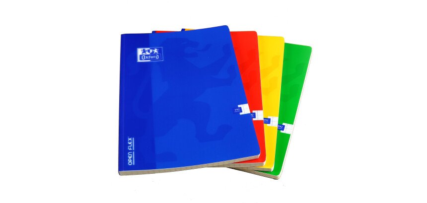 Cahier Oxford OpenFlex A4 grands carreaux Seyès 192 pages brochées couverture polypro coloris assortis