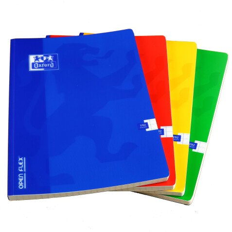 Cahier Oxford openflex a4 grands carreaux seyès 192 pages brochées couverture polypro coloris assortis