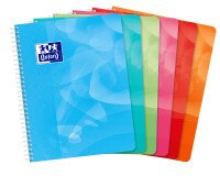 Cahier Oxford lagoon 17x22cm petits carreaux 5mm 100 pages reliure spirale couverture polypro coloris assortis