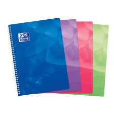 Cahier Oxford lagoon a4 petits carreaux 5mm 100 pages reliure spirale couverture polypro coloris assortis