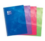 Cahier Oxford Lagoon A4 grands carreaux Seyès 100 pages reliure spirale couverture polypro coloris assortis