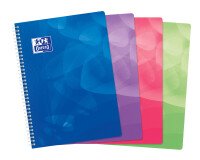 Cahier Oxford lagoon a4 grands carreaux seyès 100 pages reliure spirale couverture polypro coloris assortis