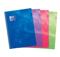 Cahier Oxford Lagoon A4 grands carreaux Seyès 100 pages reliure spirale couverture polypro coloris assortis