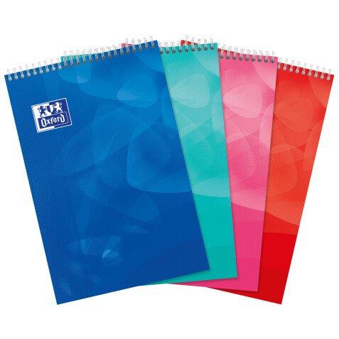 Bureaublok Oxfoor lagoon A4+ grote ruiten séyès 160 spiraalbinding polypropyleen omslag assortiment