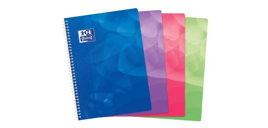 Cahier Oxford Lagoon A4 petits carreaux 5mm 160 pages reliure spirale couverture polypro coloris assortis