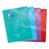 Cahier Oxford lagoon a4+ grands carreaux seyès 160 pages reliure spirale couverture polypro coloris assortis