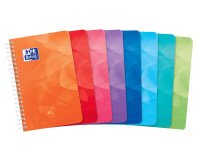 Carnet Oxford lagoon 11x17cm petits carreaux 5mm 180 pages reliure spirale couverture polypro coloris assortis