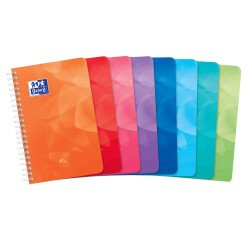 Carnet Oxford Lagoon 11x17cm petits carreaux 5mm 180 pages reliure spirale couverture polypro coloris assortis