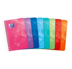 Carnet Oxford Lagoon 9x14cm petits carreaux 5mm 180 pages reliure spirale couverture polypro coloris assortis