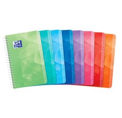 Répertoire Oxford lagoon 11x17cm petits carreaux 5mm 100 pages reliure spirale couverture polypro coloris assortis